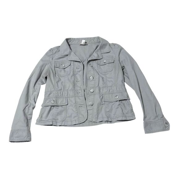 LOFT Gray Jacket - Size 8 - Casual Classic w/ Pockets & Figure-Flattering Waist - Picture 1 of 10